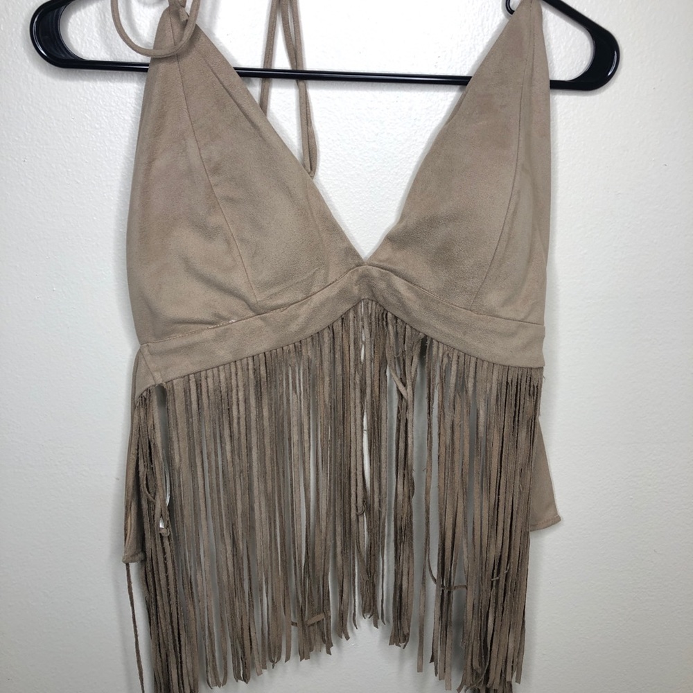 Suede Fringe Crop Top